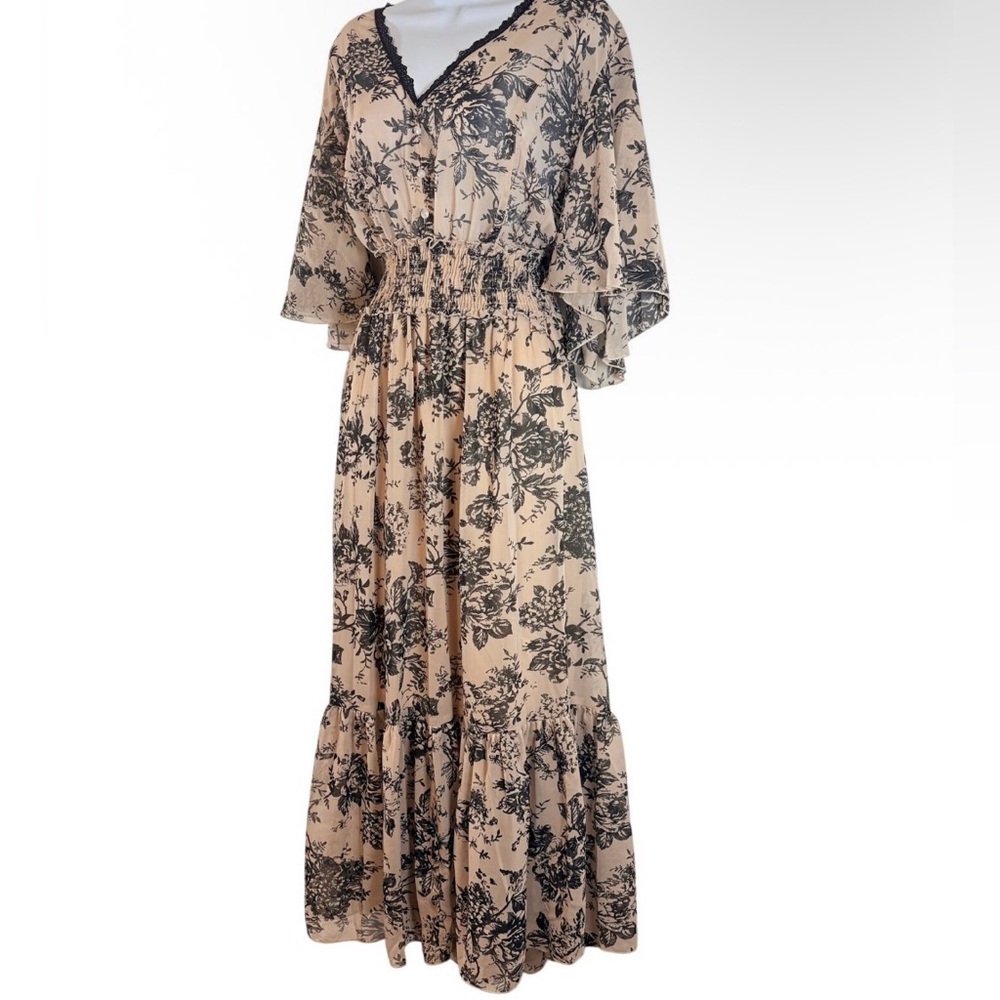 Kate and Lily Floral Maxi Dress Lace Trim Bohemian Tiered Plus Size 18W Romantic - Picture 4 of 12